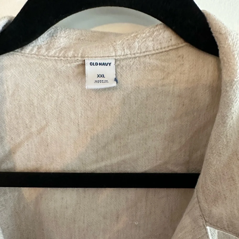 Light Tan Linen Button-Up Shirt XXL Old Navy - Picture 3 of 4